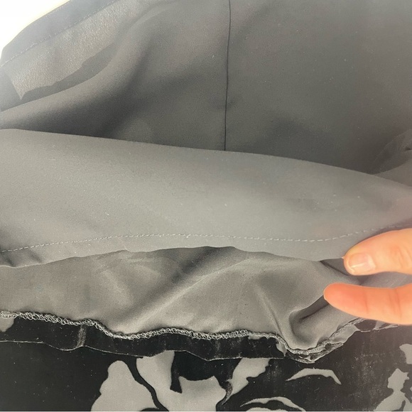 Vtg Donna Ricco Black Velvet Burnout Maxi Slip Dress Silk Size 10 Whimsygoth Y2K - Picture 12 of 14